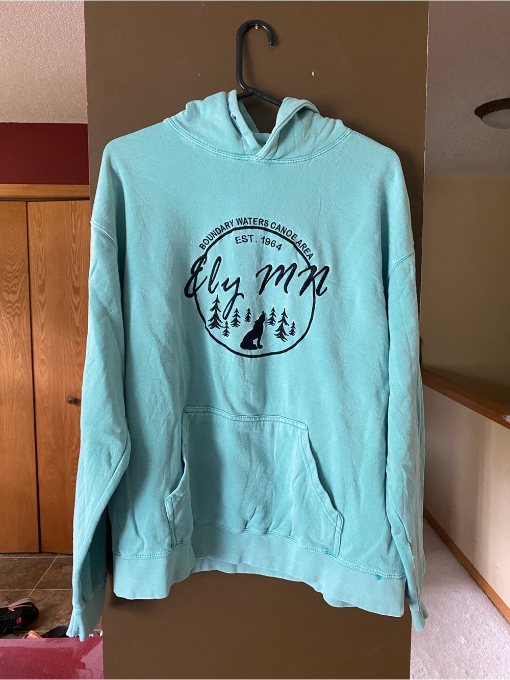 Ely MN Teal Hooded Sweatshirt - Casual Men's Pullover